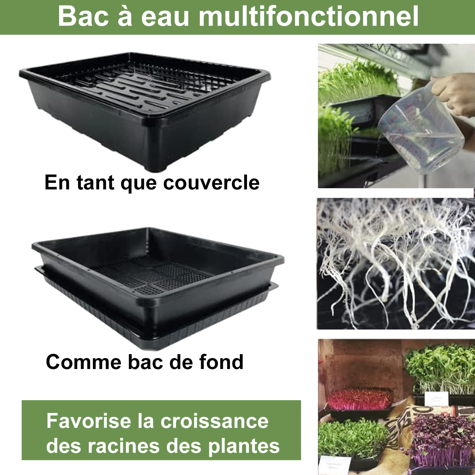 BeGrit Plateau de Semences Lot 10 Plateaux Semis Potager 37x30 cm Bac à Semis de Jardin pour Graines à Germer Micro-pousses & Germination Plateaux de Culture Rectangulaires Légume pour Fruit Plantes