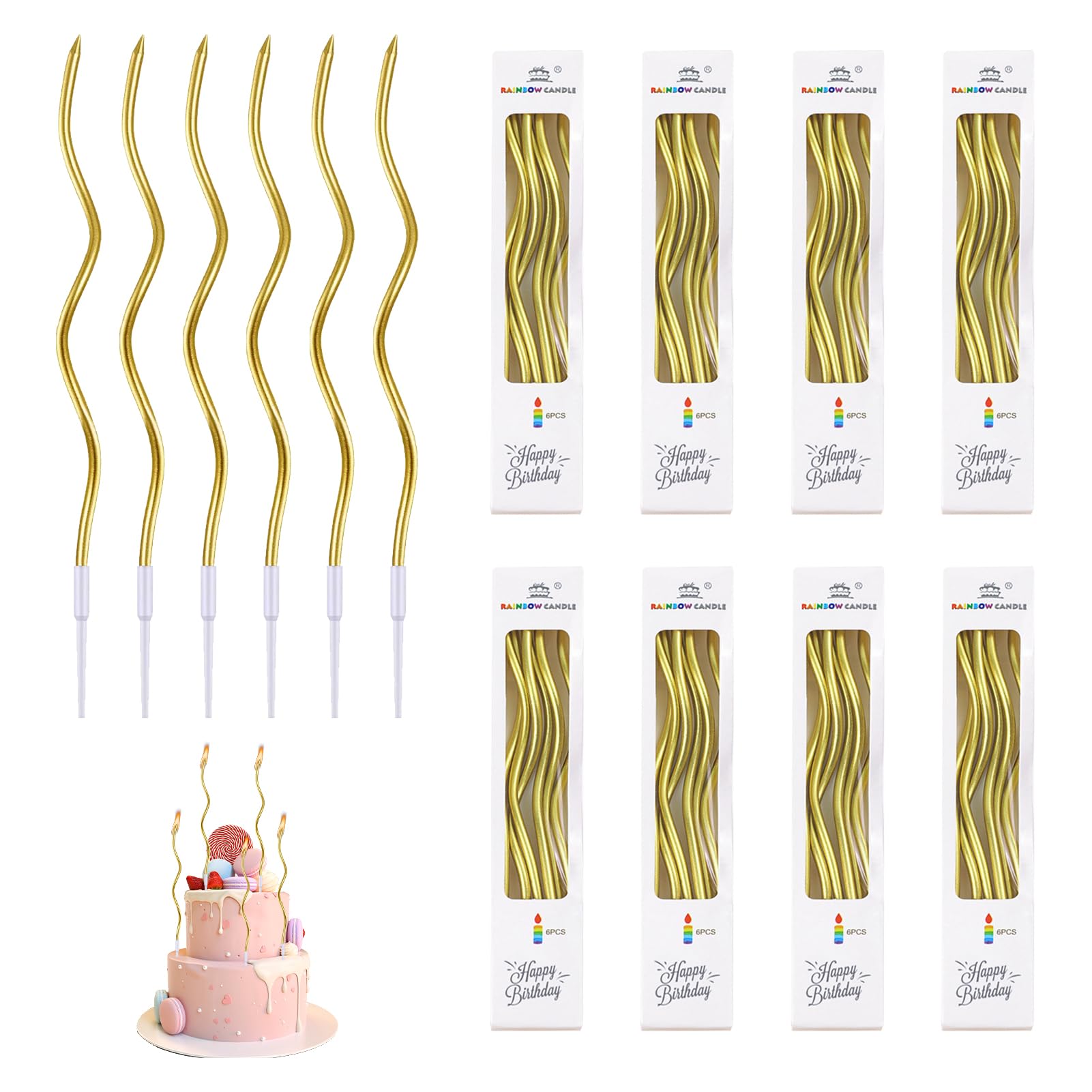 LYTIVAGEN 48 Pezzi Candele di Copleanno etalliche, Candeline Lunghe