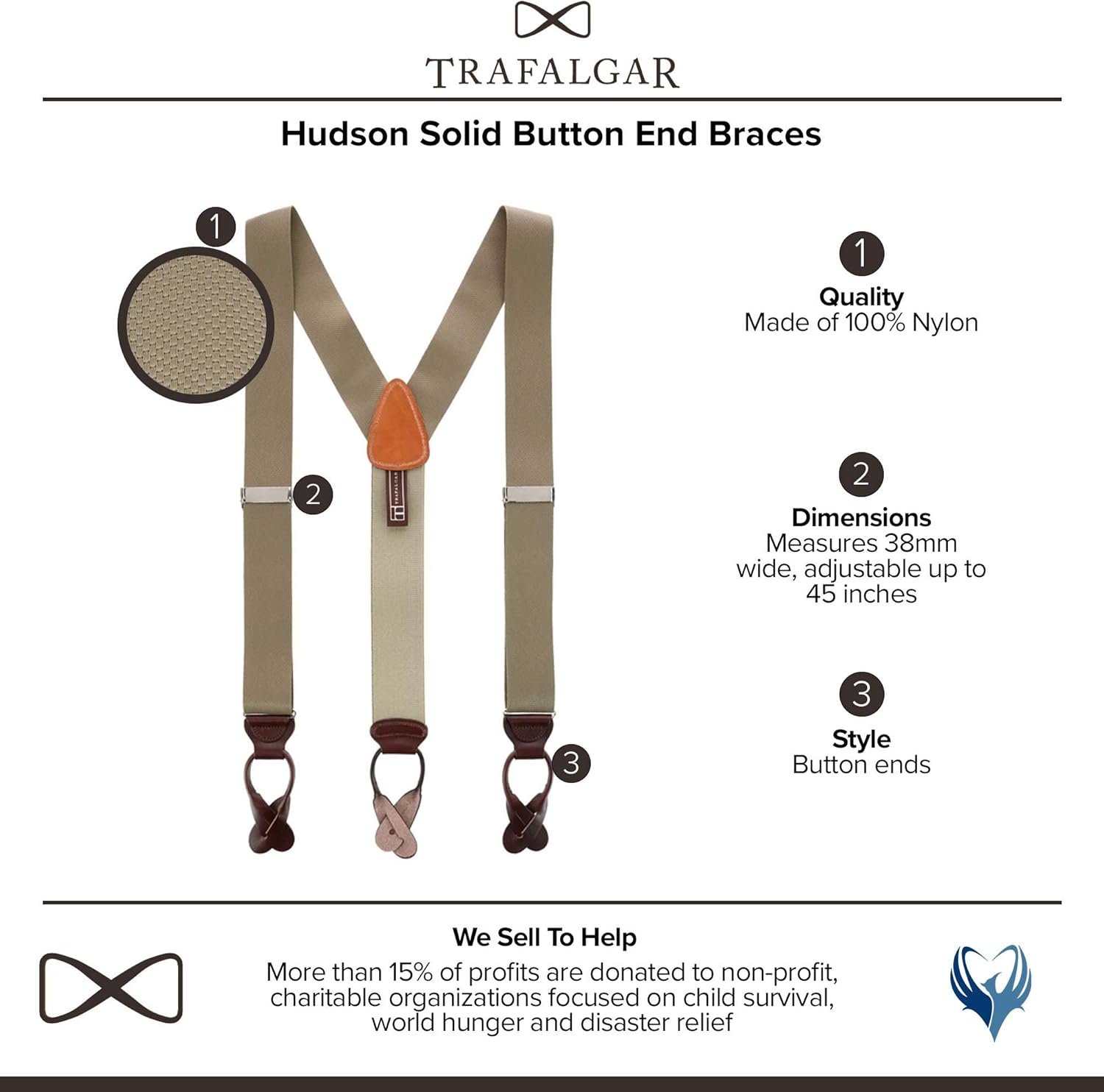 Trafalgar Hudson Nylon Button End Braces