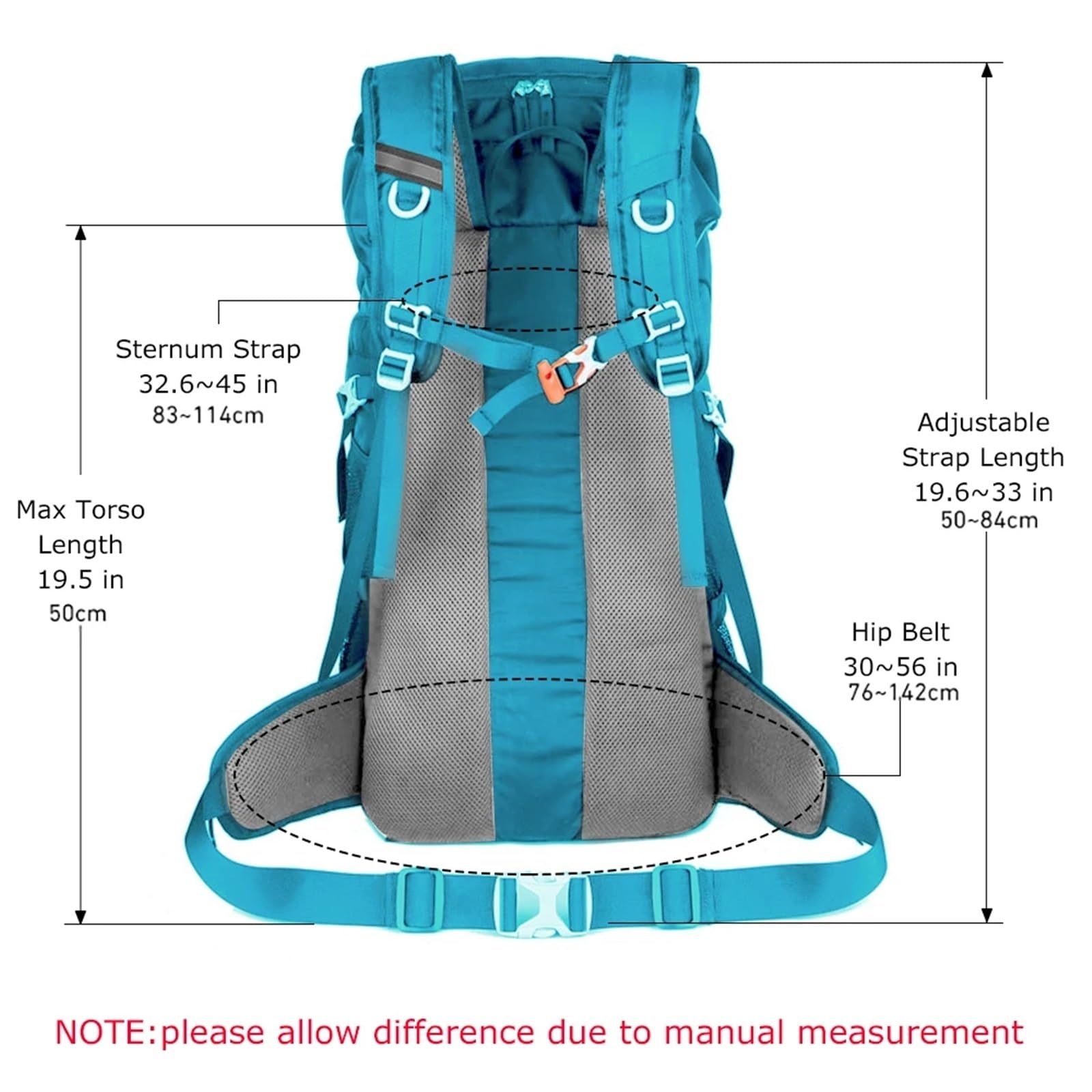Wanderrucksack 50L Wanderrucksack mit Regenschutz, multifunktionale Bergsteigertasche, Outdoor-Rucksack for Reisen, Trekking, Camping(Black)