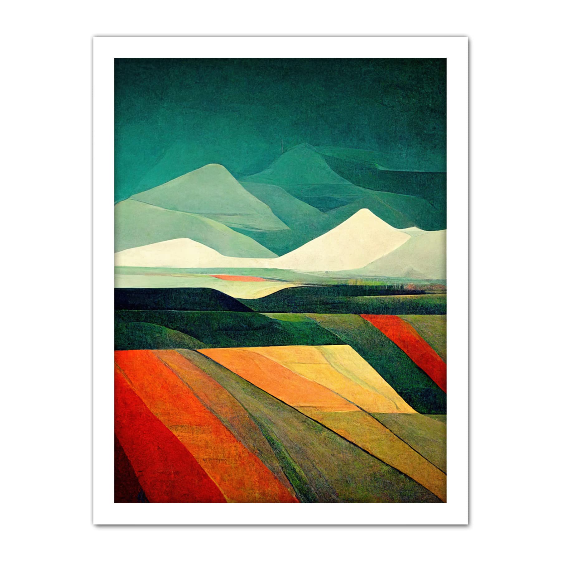 Doppelganger33 LTD Modern Semi-Abstract Colourful Landscape Artwork Framed Wall Art Print 18X24 Inch