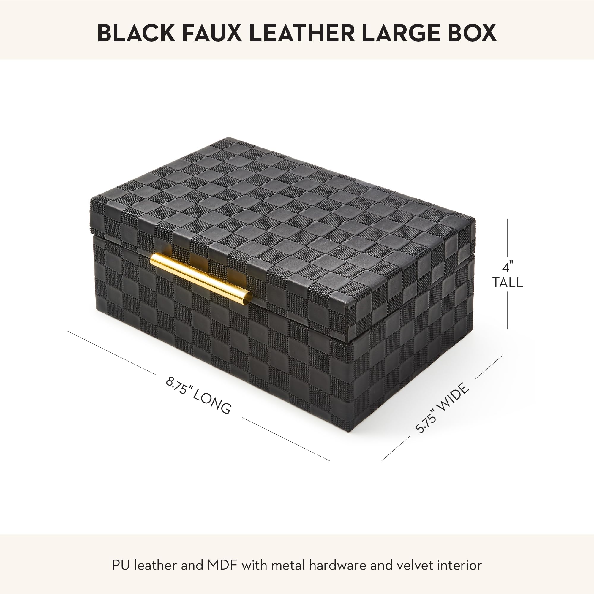 Amazon.com: MACKENZIE-CHILDS Black Faux-Leather Box, Jewelry Box