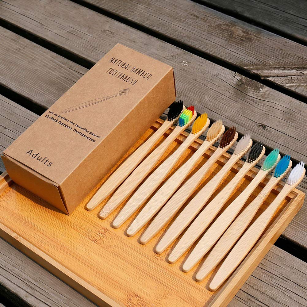 50 PCS Bambusowe szczoteczki do zębów z miękkim włosiem, Szczoteczki do zębów wolne od BPA, Ekologiczny zestaw naturalnych bambusowych szczoteczek do zębów, Biodegradowalne i kompostowalne