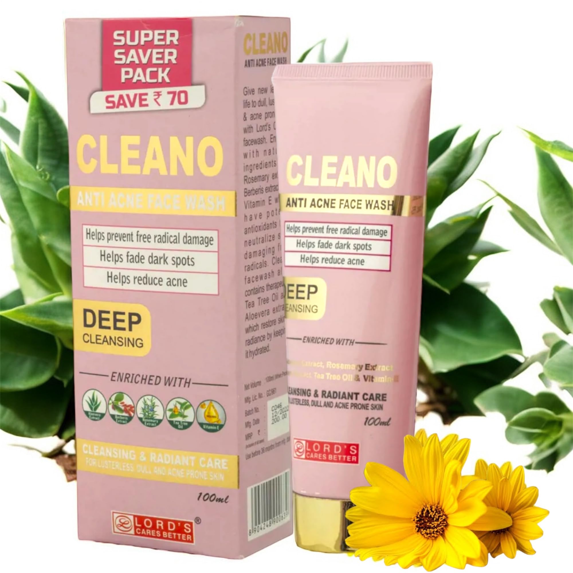 300 Lords Cleano Anti Acne Facewash Homeopathic Formulation - Cleansing And Radient Care -100ml BIG SIZE-picture-51