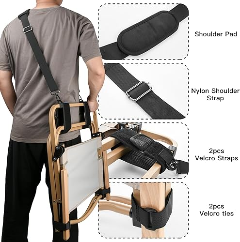 Miniatura 4 de Xxerciz Correa de transporte para silla de playa, silla plegable, correa de hombro ajustable para silla de campamento, correa de transporte de