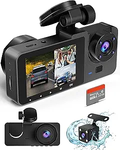 Dash Camera for Cars,4K Full UHD Car Camera Front Rear with Free 32GB SD Card,Built-in Super Night Vision,2.0'' IPS Screen,170°Wide Angle,WDR, 24H Parking Mode, Loop Recording