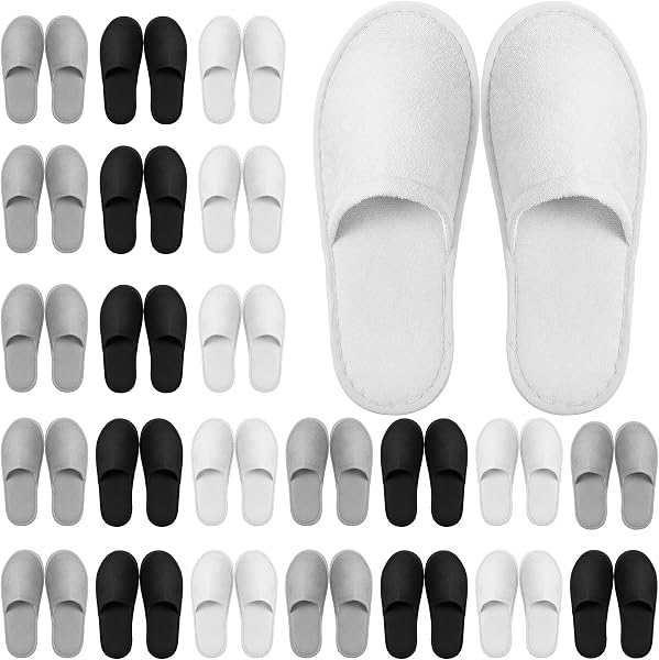 Geyoga 24 Pairs Disposable Slippers for Guests Bulk 2 Size Cotton Soft Spa Hotel House Slippers for Women Men Wedding Pa