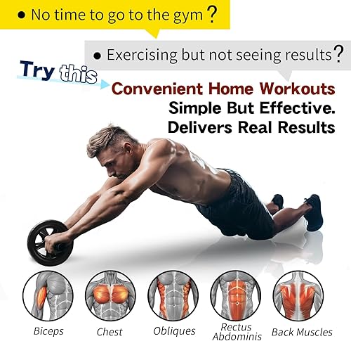 Miniatura 3 de Rueda de rodillo abdominal con rodillera para ejercicio abdominal, entrenamiento central, pérdida de peso, sin ruido, fácil de montar, peso ligero,