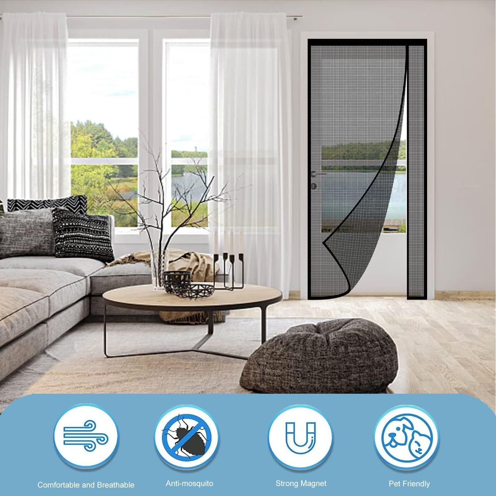 Allergikerfreundliches, wiederverwendbares Pollenschutzgitter für Fenster, weiß, 135 x 205 cm, insektensicheres Design für Allergiker