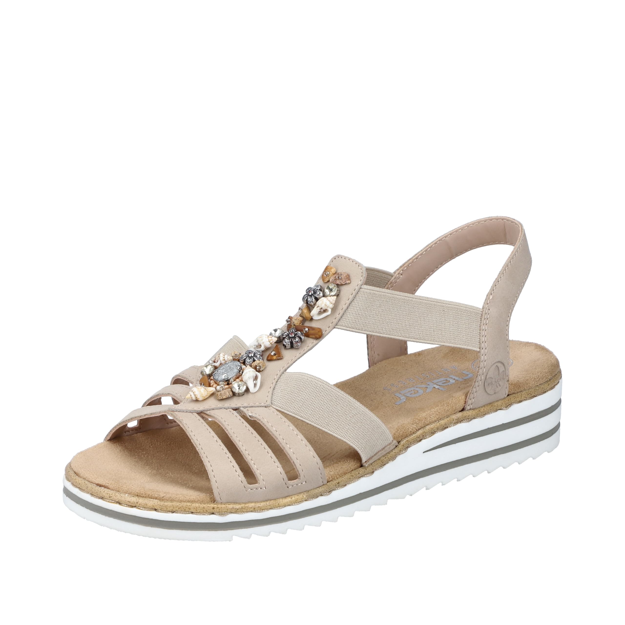 Rieker V0649-62 Nude Womens Wedge Sandals in a Plain Man-made in Size 39