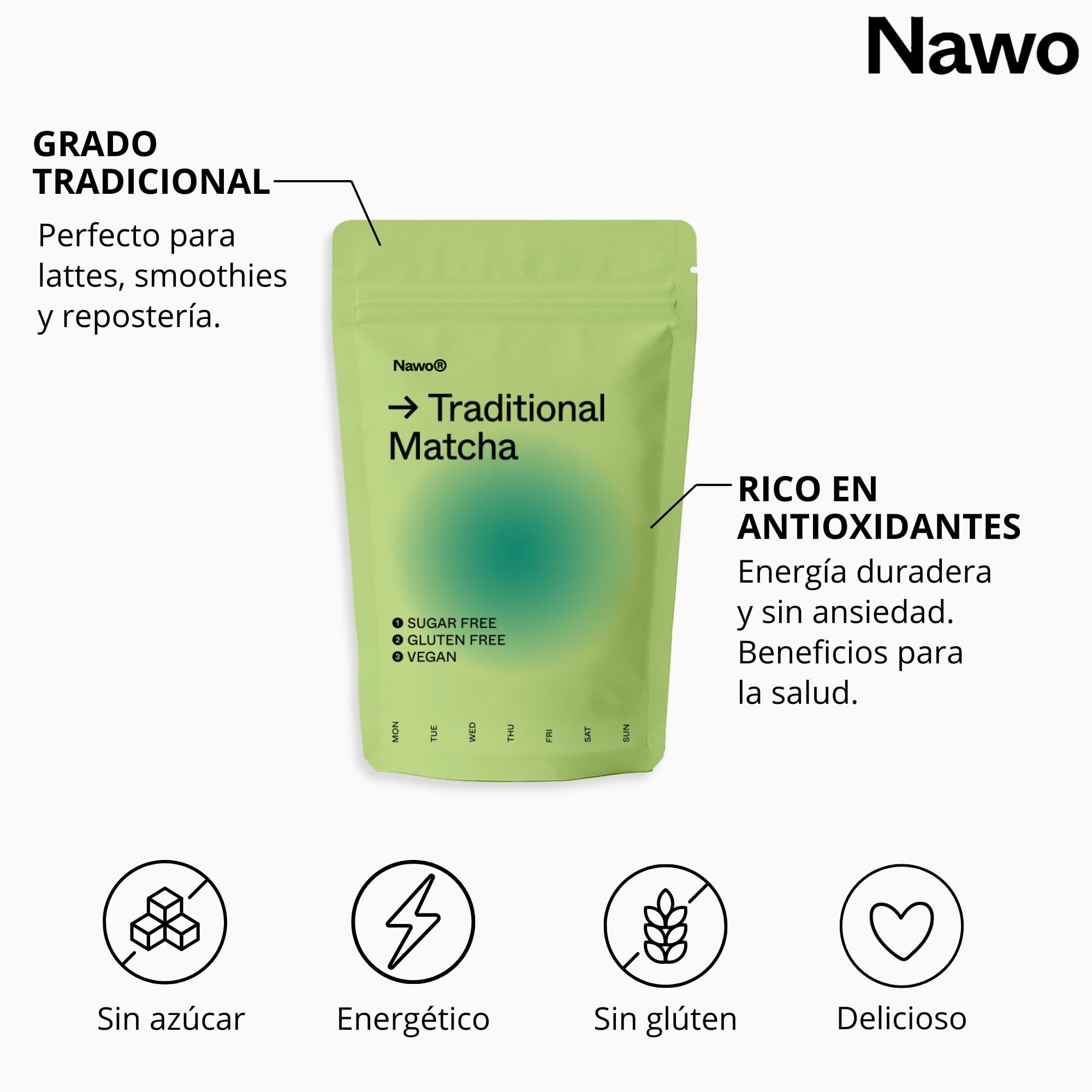 Té Matcha tradicional para Baristas – 250g, 500g & 1 kg – Té Verde en Polvo 100% Natural, Sin Azúcar, Ideal para Matcha Latte, Cafeterías y HORECA – NAWO® Routines (1 kg)
