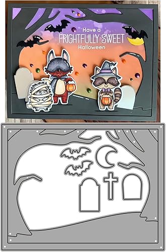Tumbas y fantasmas de Halloween troquelados para hacer tarjetas, troqueles de corte de metal, troqueles de papel para álbumes de recortes,
