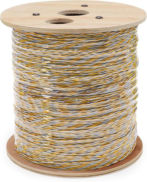Waytex 36530 Jarretière Téléphoniques 2 Fils 1 paire Rouge/Blanc 5/10EME Conducteurs monobrin cuivre - Touret bois de 1000 m - 3
