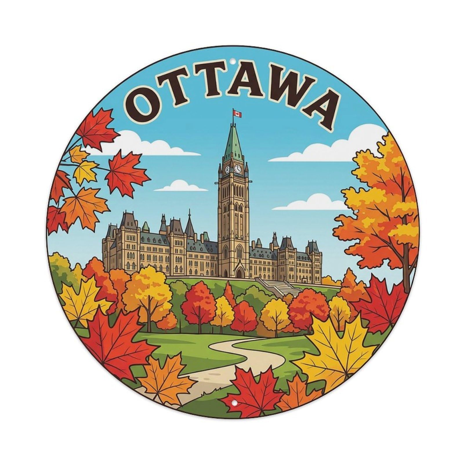 Vintage Travel Canada Ottawa Metal Tin Sign