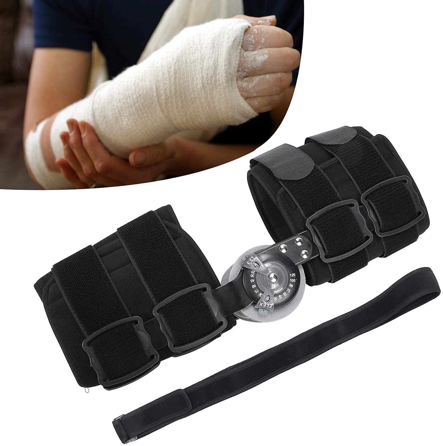 Supporto per Gomito Regolabile Tutore per Gomito Incernierato per Supporto per Lesioni al Braccio Adulto Stabilizzatore per Stecche per Frattura