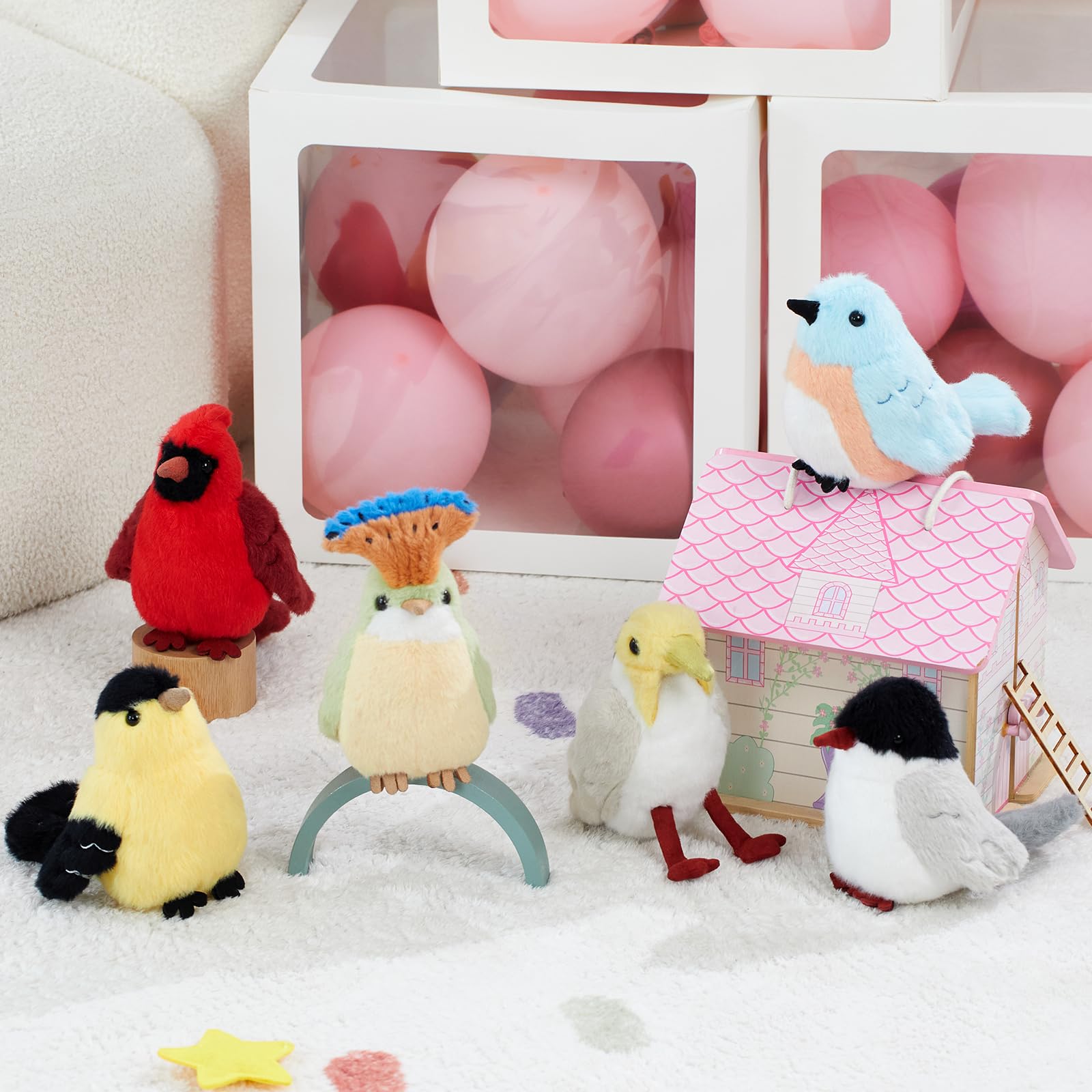 Muiteiur Juego de 6 animales de peluche de pájaros, juguete de peluche suave de 6 pulgadas, animales de peluche a granel para niños y niñas, amantes de los pájaros, decoración temática Muiteiur Juego de 6 animales de peluche de pájaros, juguete de peluche suave de 6 pulgadas, animales de peluche a granel para niños y niñas, amantes de los pájaros, decoración temática