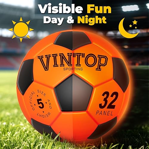Miniatura 5 de VINTOP Balón de fútbol iluminado para niños que brilla en la oscuridad, no 5 con bomba, deportes y actividades al aire libre con luz LED, ideas de