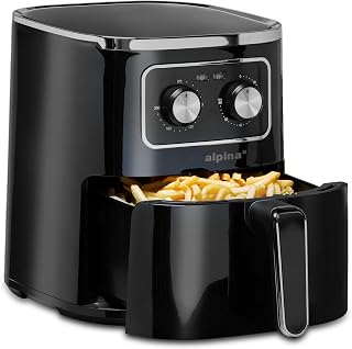 alpina Airfryer 4.5L - Heteluchtfriteuse 1-4 Personen - Air Fryer met Timer Functie - Instelbare Temperatuur 80 tot 200 Graden - Heteluchtoven 1400W