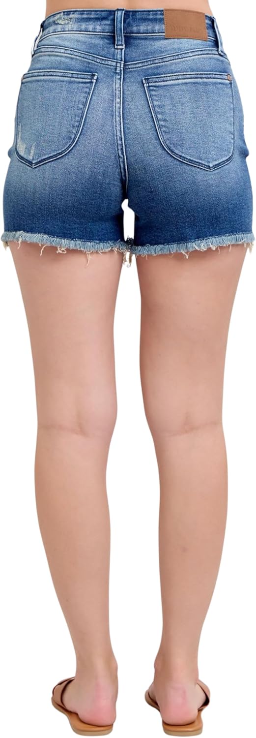 Judy Blue High Waist V-Front Fray Hem Shorts - Image 7