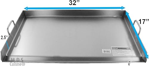 Miniatura 7 de Parrilla de acero inoxidable con parte superior plana con soportes reforzados bajo griddle-heat Distribuidor Heavy Duty Comal Plancha 32 x17