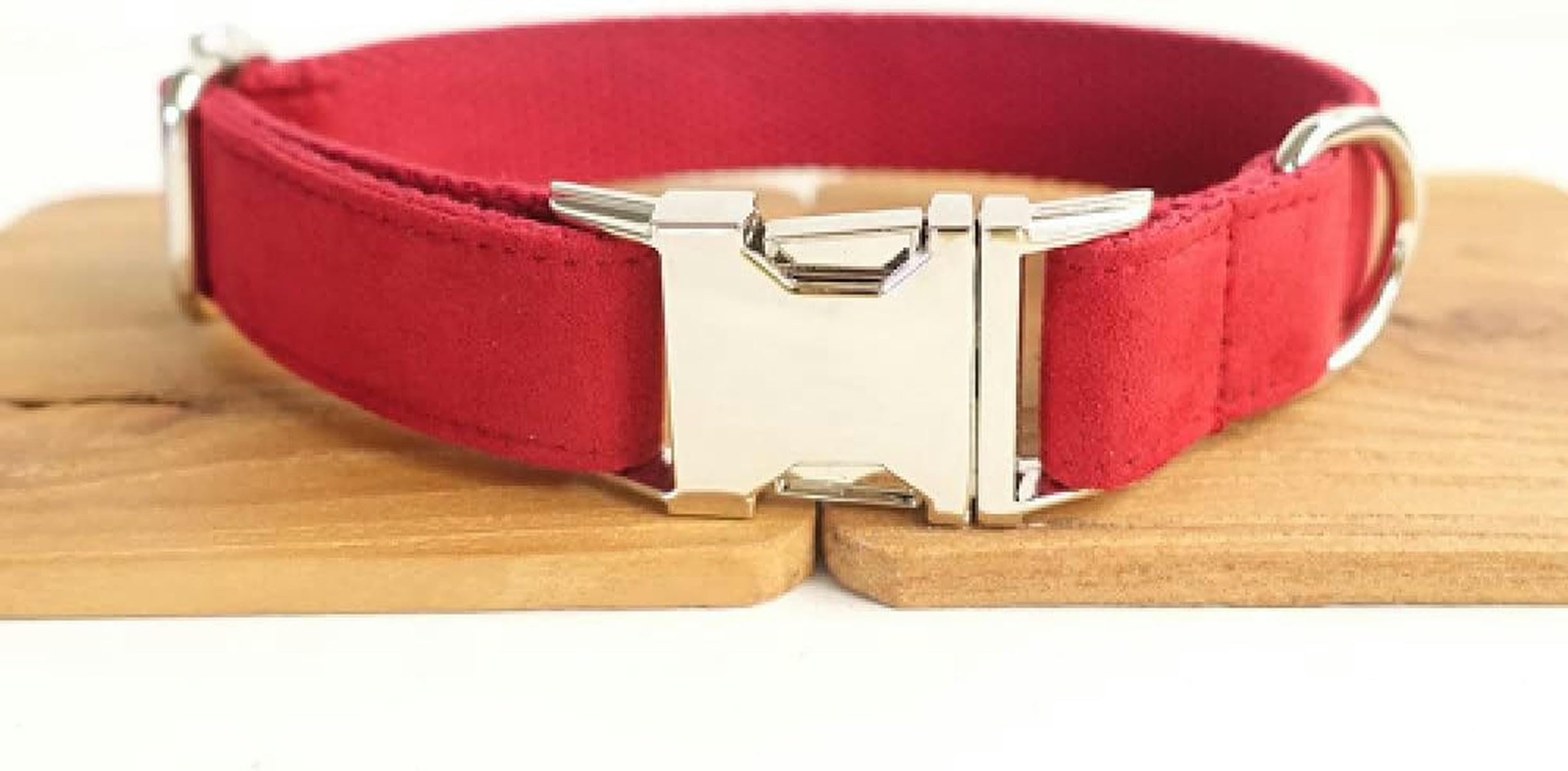 Collar de Perro Rojo, poliéster Satinado y Nailon, 5 tamaños, Collar de Perro Rojo y Correa, Collar de Perro, Juego de Correa de Collar de Perro S-L