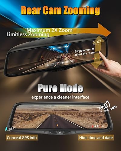 Miniatura 5 de NikoMaku Cámara de tablero de espejo original original real con cámara frontal separada de 10 pulgadas, pantalla táctil completa, cámara de espejo