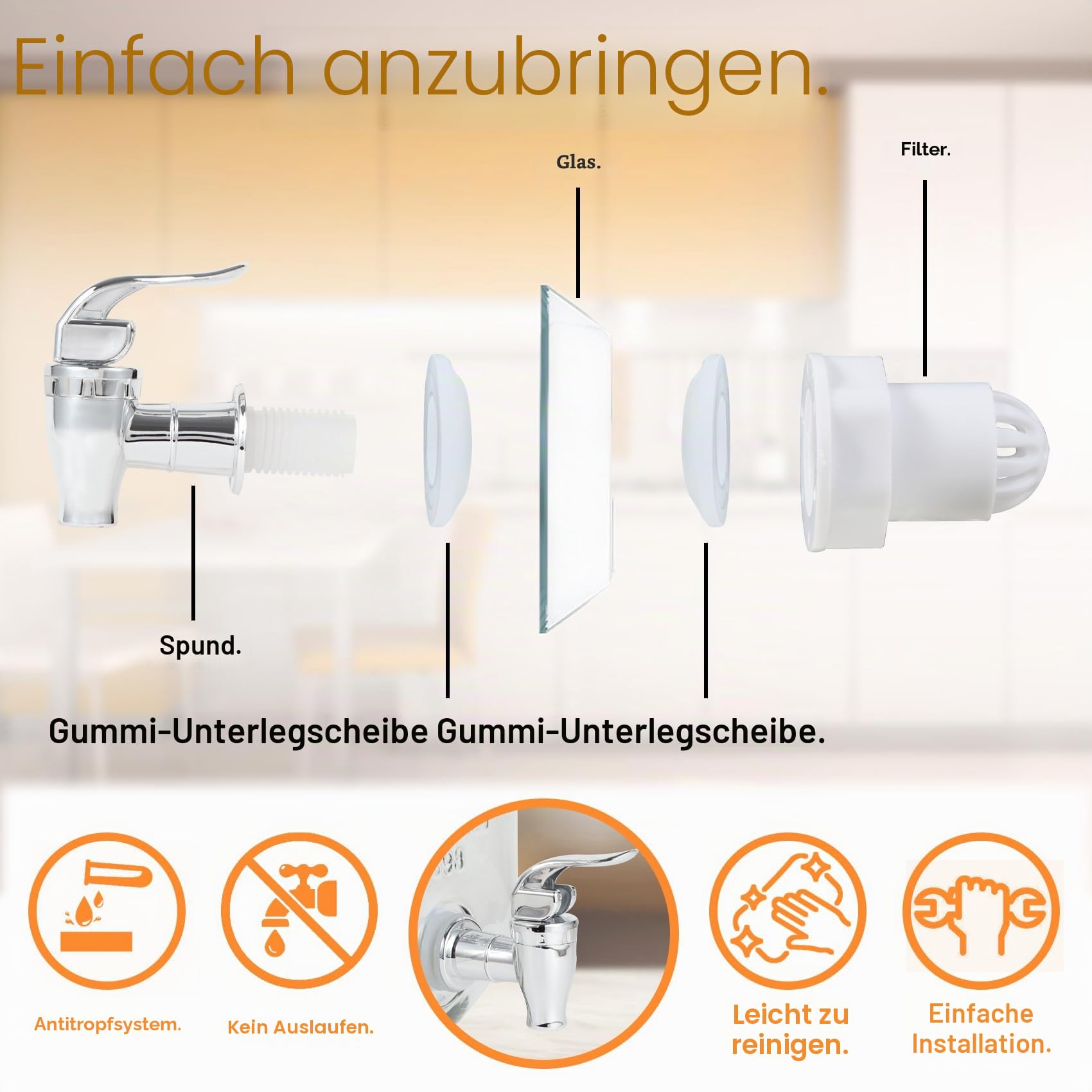 Glas Getränkespender mit Zapfhahn(Set von 2),4L/1 Gallon Getränkespender für Partys mit Ständer,Obst Infuser,Wasserspender Saft Behälter, für Cocktails,Saft,Wasser,Getränke