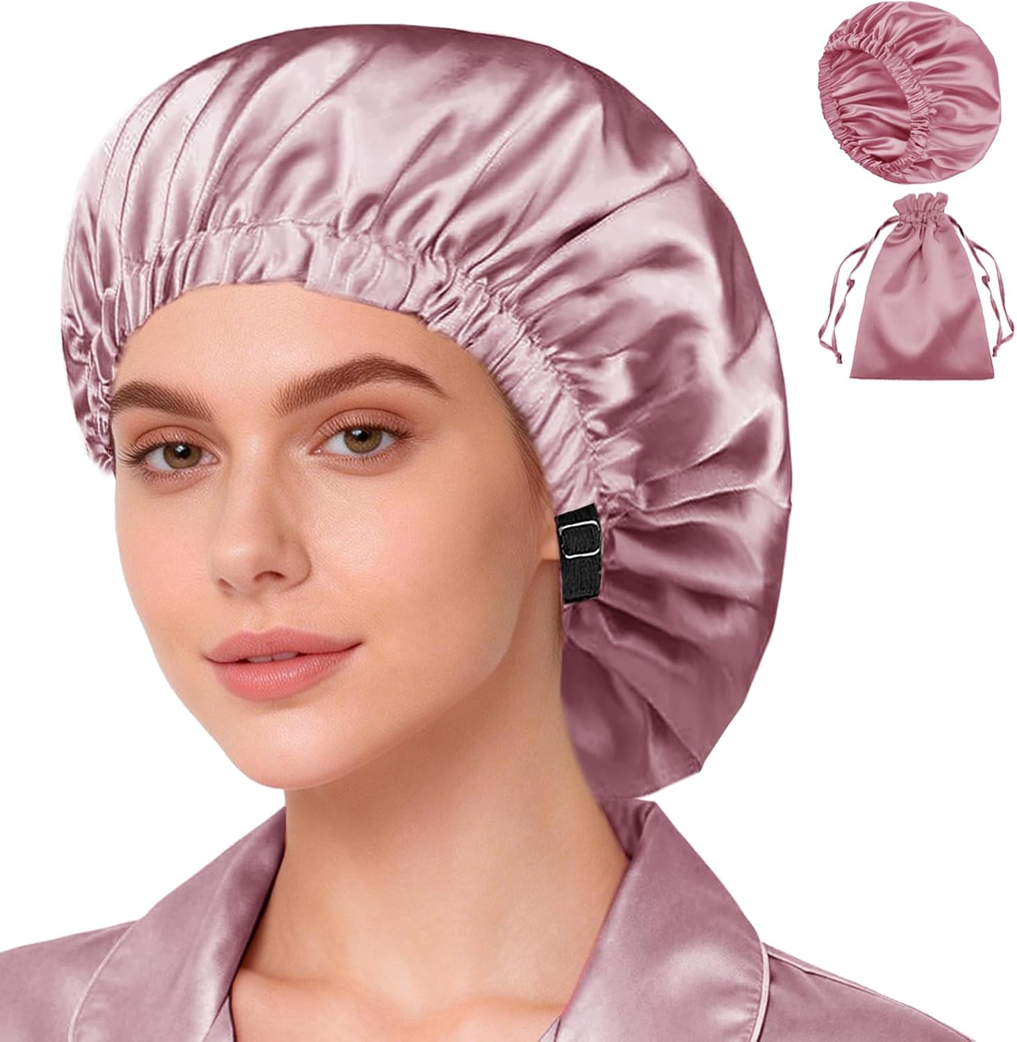 Satin Bonnet 2Pcs Silk Bonnet Hair Bonnets For Sleeping Silky Soft Sleep Cap Womens Night Curly Natural Hair Caps - Image 4