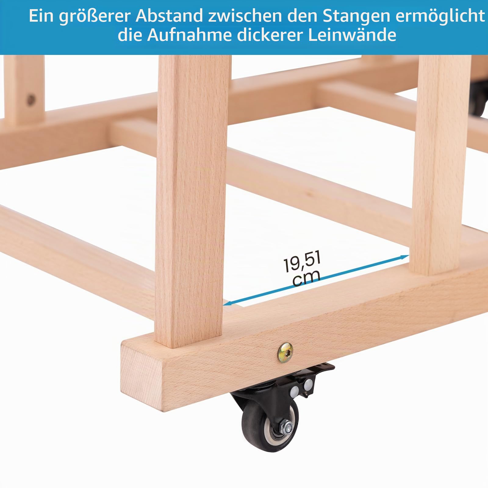 Extra großes Kunst-Leinwand-Aufbewahrungsregal, Kunst-Trockenständer, Holz-Leinwandbretter mit Griff und Lenkrollen für Zeichenbretter, Paneele, Kunstwerke im Kunststudio/Galerie