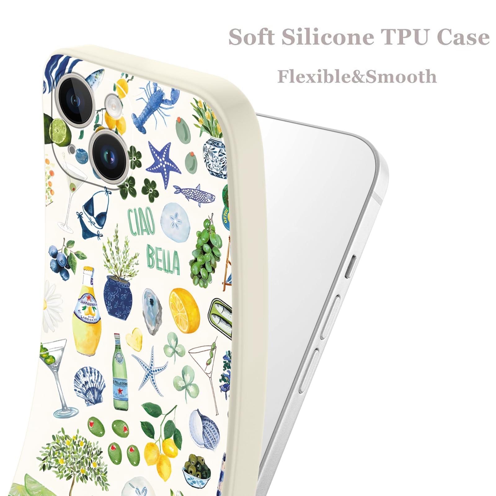 IPhone 16 Pro Hülle – Aesthetisches Summer Collage Design, Stoßfest, TPU, Kameraschutz, Cremeweiß