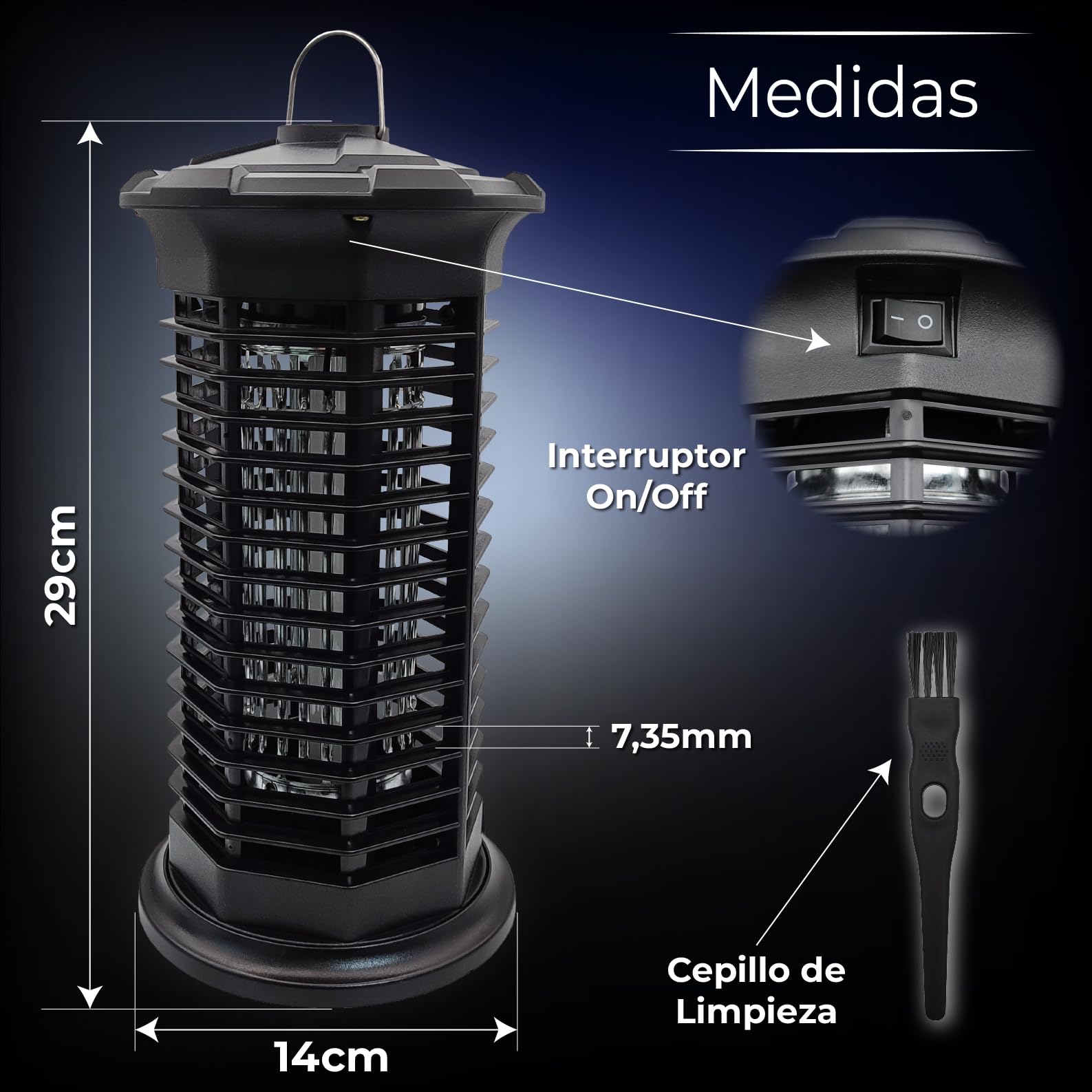 LED ATOMANT 4X Elektrischer Insektenvernichter 11W 1000V UVA für 35m² | Schutzgitter, Auffangschale und Reinigungsbürste inklusive