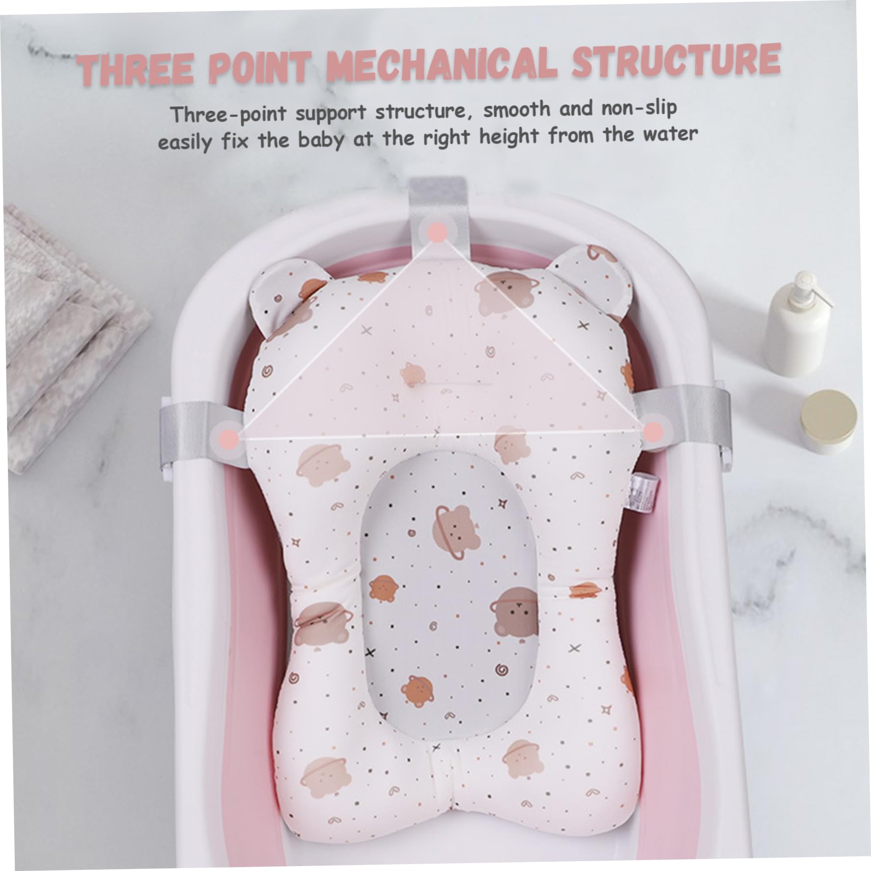 Supporto per bagnetto per bambini Morbido e confortevole Cuscino per vasca da bagno per bambini Antiscivolo Regolabile Vasca da bagno per neonati Cuscino facile da pulire per neonati Forniture per i