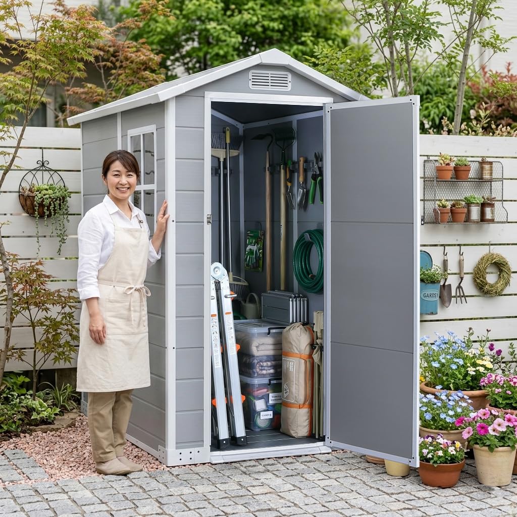 物置 屋外 戸外収納庫 スチール 幅236*奥行き119*高190 窓付き 防水 Amazon | HXCQYGL 物置 屋外 戸外収納庫 PP樹脂製 窓付き 倉庫 物置き