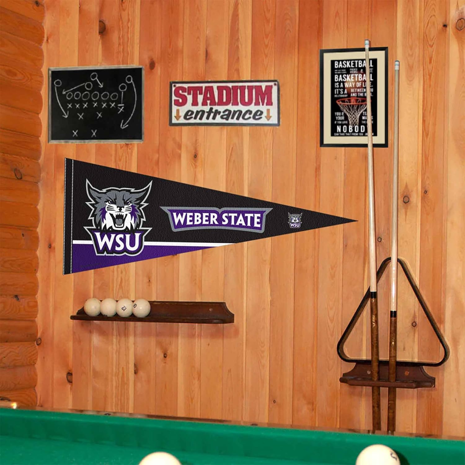 College Flags & Banners Co. Weber State Wildcats Wordmark Logo Pennant Banner Flag - Image 2