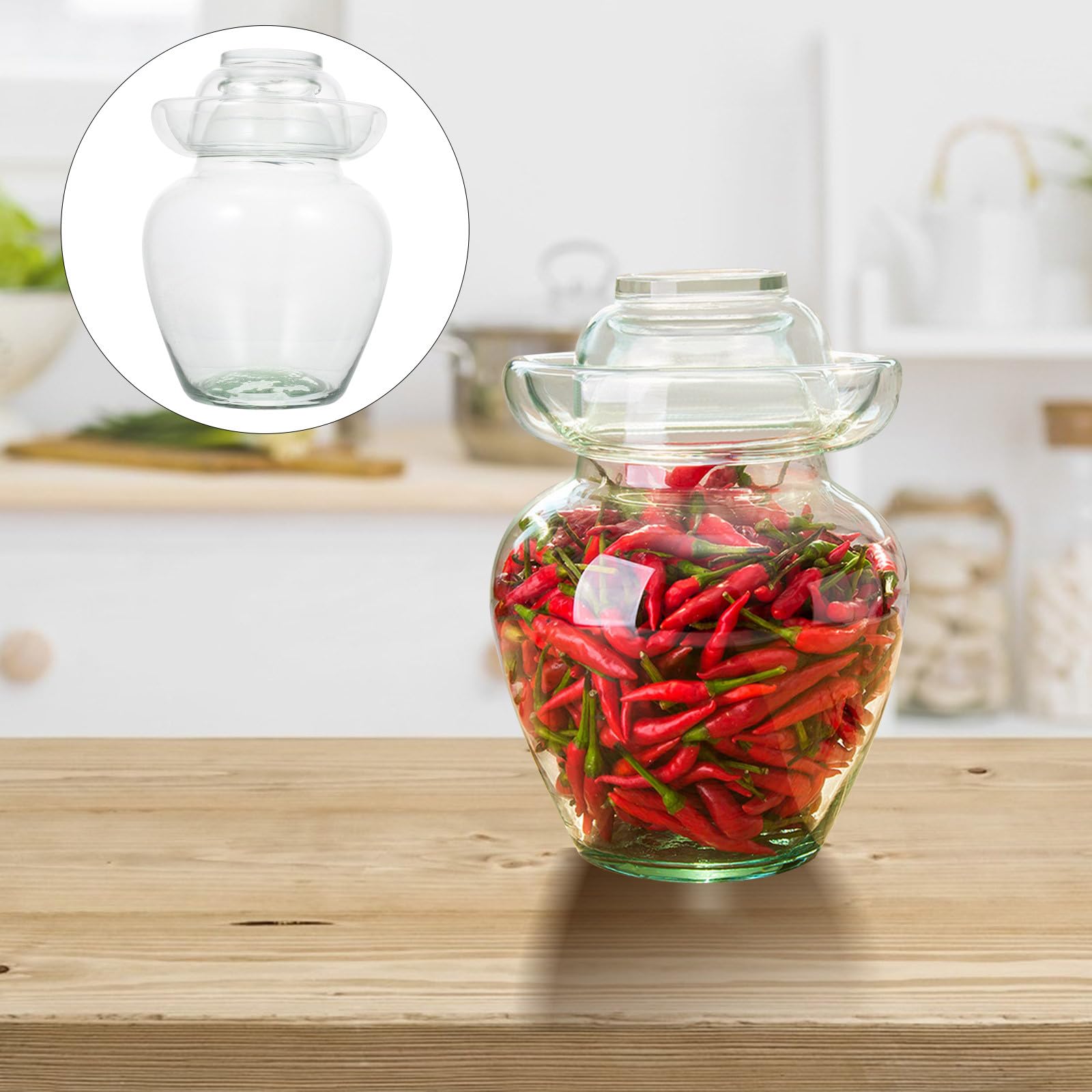 Barattolo per Sottaceti Domestico in Vetro Spesso 5 Kg, Barattolo di Stoccaggio Ermetico Trasparente, Vaso Fermentatore per Conserve Alimentari da Cucina