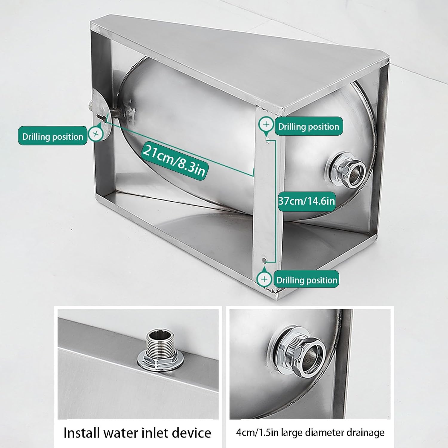 Wall Mounted Sensor Urinal, 304 Stainless Steel Urinal with Wall Row/Floor Row, Men's Toilet Washout High-Efficiency Urinal, Urine Diverter for Schools, Hospita(Floor Row B)