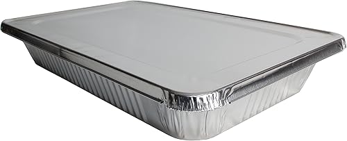 Miniatura 2 de EHOMEA2Z Sartenes grandes de aluminio con tapas, desechables, de alta resistencia, para asar, hornear, catering de 21 x 13 x 3 (30, tamaño completo