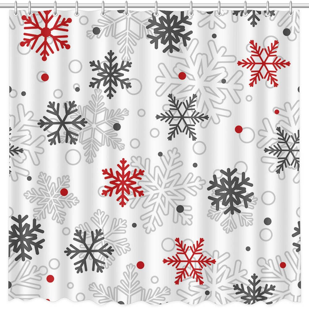 Mocsicka Weihnachts-Duschvorhang – 183x183 Cm, Wasserdicht, Mit Weihnachtsbaum & Schneeflocken-Design