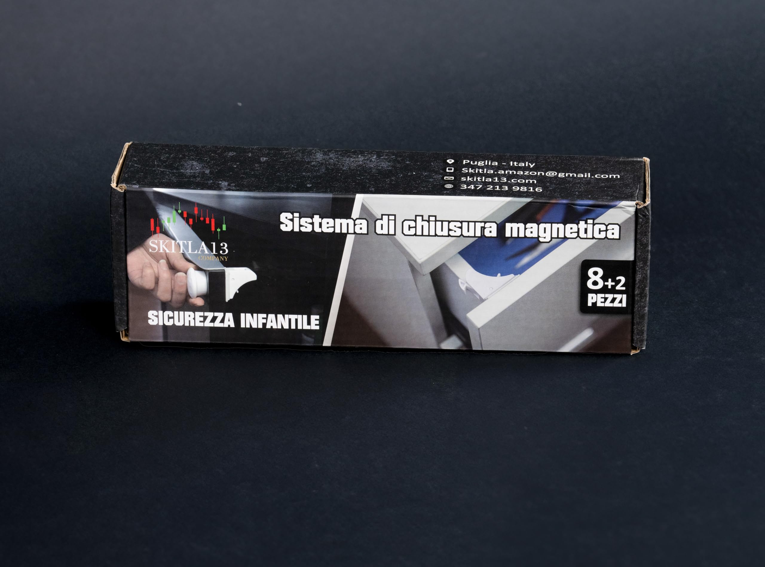 Blocca cassetti per bambini 8 Serrature + 2 Chiavi magnetiche, Chiusura cassetti per bambini, Magnetico Senza Viti Installazione Rapida con Biadesivo Invisibile