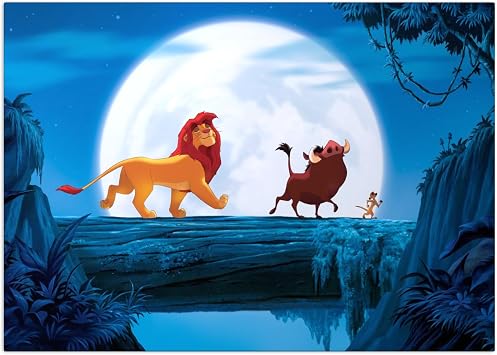 Displate Official Disney Metal Poster Magnetic Mounting Licensed Artwork Modern Wall Decor The Lion King - Simba Pumbaa Timon Poster 17.7" x 12.6"