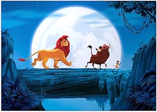 Displate Official Disney Metal Poster Magnetic Mounting Licensed Artwork Modern Wall Decor The Lion King - Simba Pumbaa Timon Poster 17.7" x 12.6"
