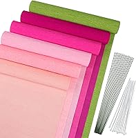 Vista 8 de MicButty - Juego de 42 flores de papel crepé, rollo de papel crepé con cinta floral, flores de alambre de hierro floral para manualidades, boda