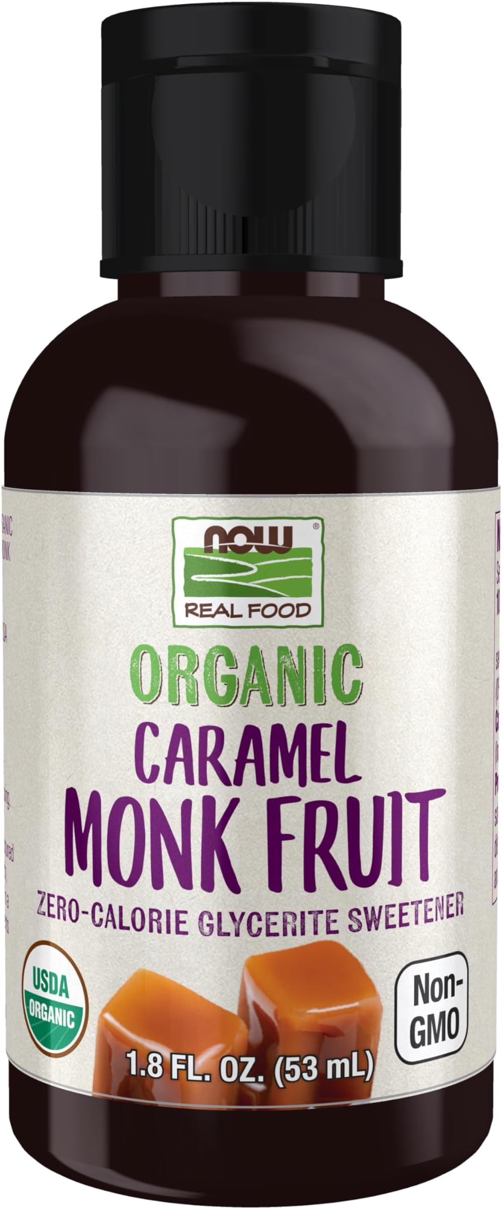 NOW Foods, Organic Liquid Monk Fruit, Zero-Calorie Sweetener, Caramel, 1.8-Ounce