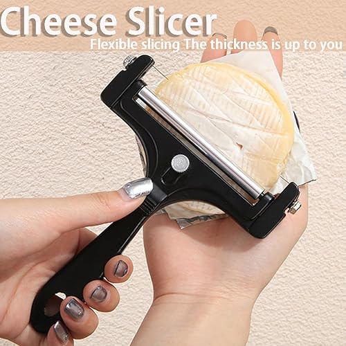 Miniatura 4 de Cortador de queso ajustable con 4 cables de repuesto adicionales, cortador de queso de aluminio resistente, fácil de reemplazar, rebanador de acero