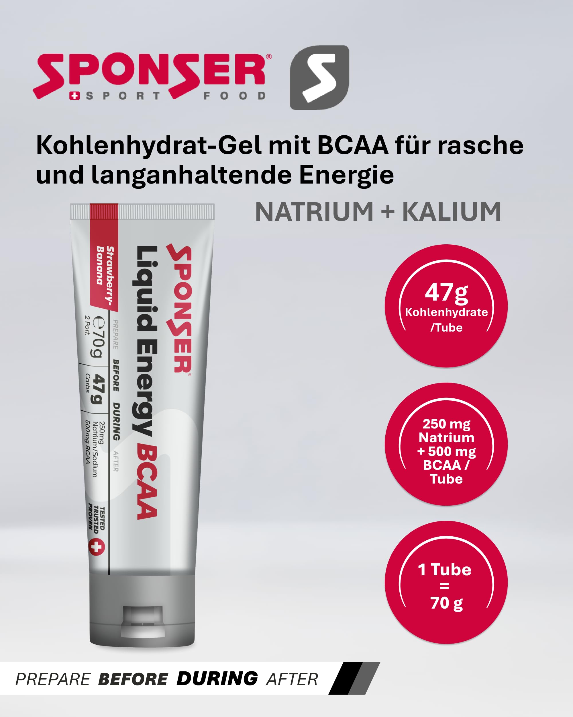 SPONSER Liquid Energy BCAA - Kohlenhydrat-Gel mit Aminosäuren - Strawberry-Banana