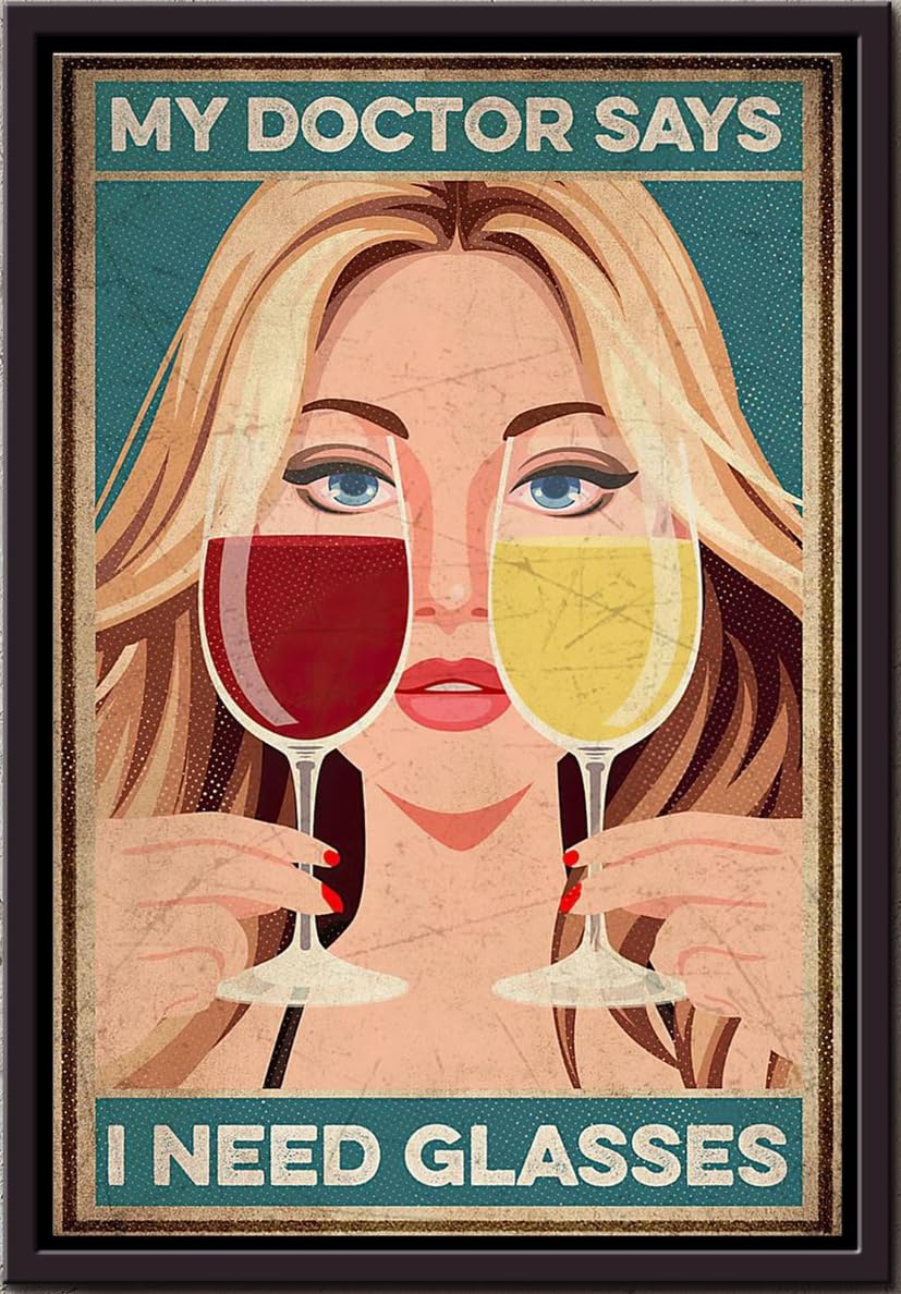 Yaasimoule Color My Doctor Says I Need Glasses Winos Poster Framed Matte Canvas