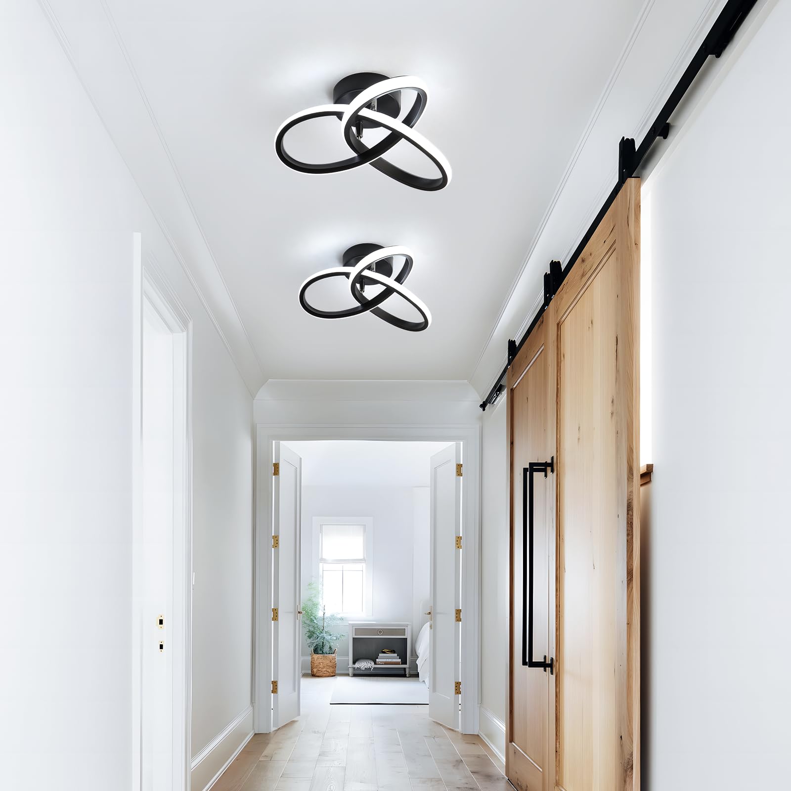 Goeco LED Ceiling Lights, 9.8'' Hallway Modern Spiral Design Flush