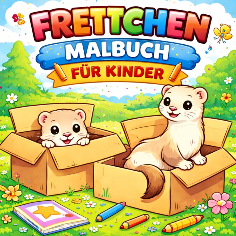 Frettchen Malbuch für Kinder: Einfache und kindgerechte Tiermotive mit klaren Linien zum Ausmalen