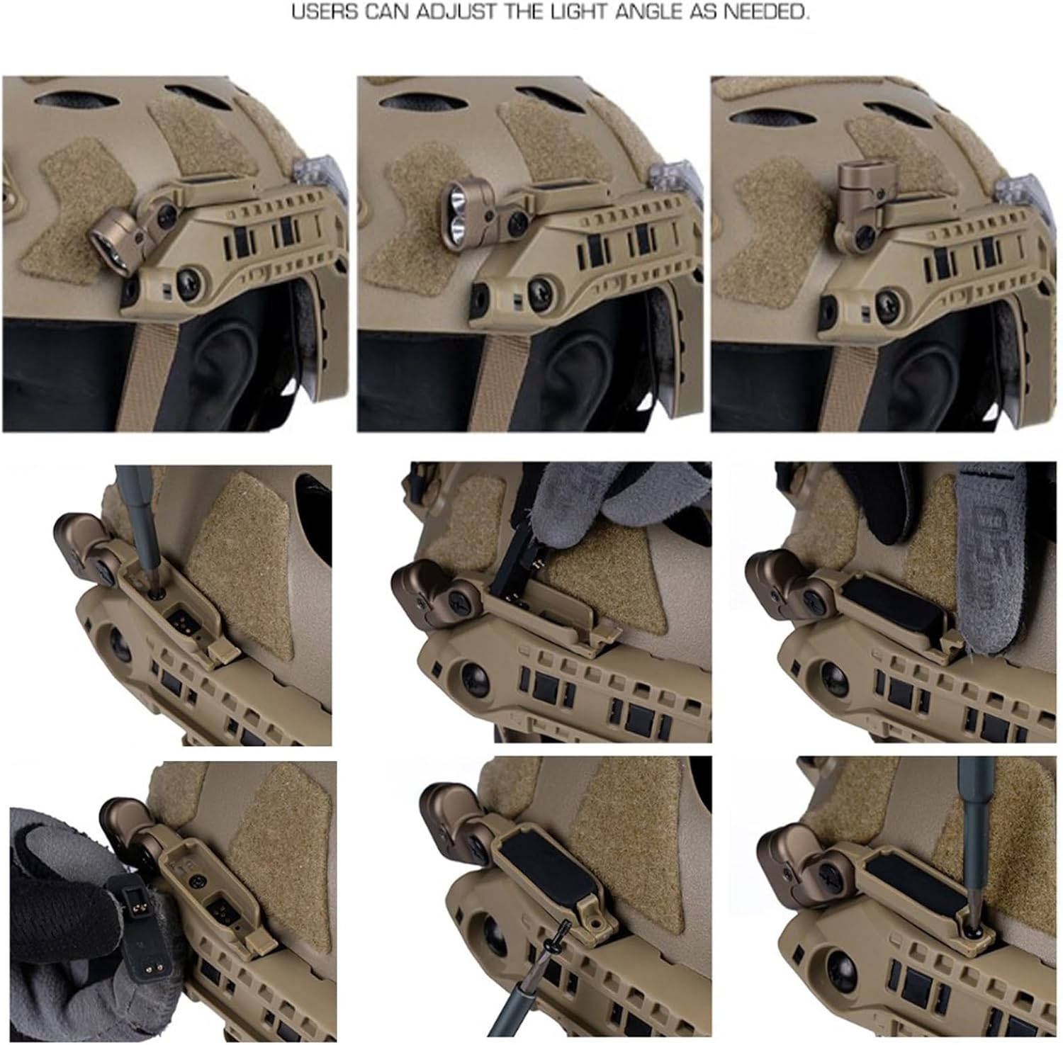 Fast Helmet Modular Kit: ARC Rail Mount LED Flashlight Dual Signal Lights for Airsoft Outdoor Training Security Activities