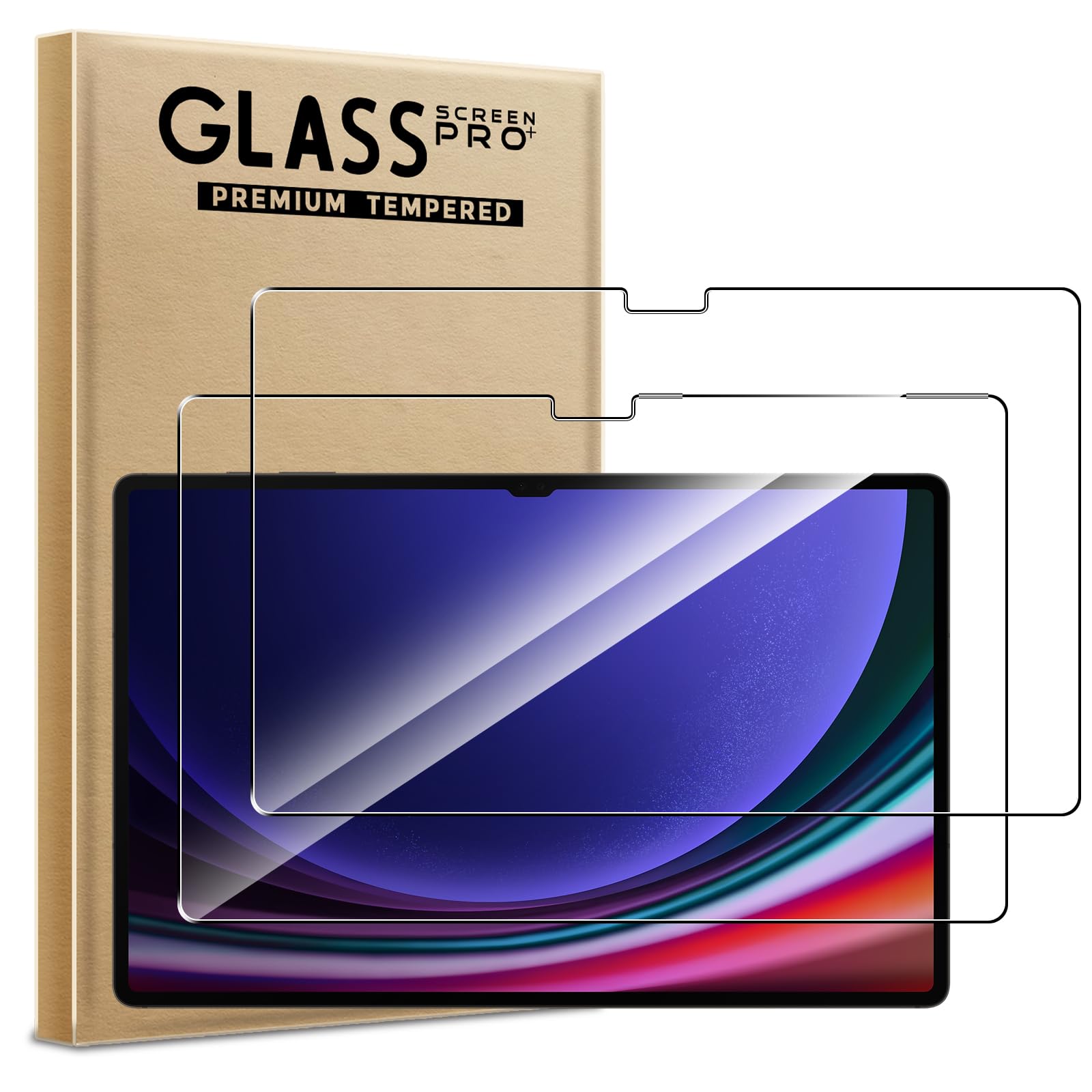 WFTE [2-Piece Tempered Glass for Samsung Galaxy Tab S9 Ultra/Tab S10 Ultra/Tab S8 Ultra Screen Protector [Anti-Fingerprint][Bubble Free] Screen Protector for Samsung Tab S9 Ultra/Tab S10 Ultra